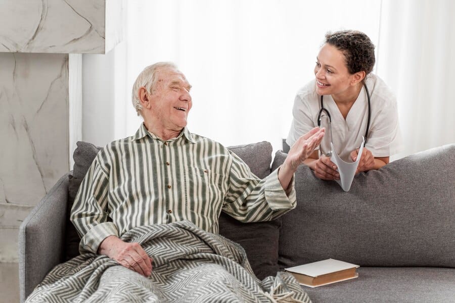caregiver offering senior assisted living services